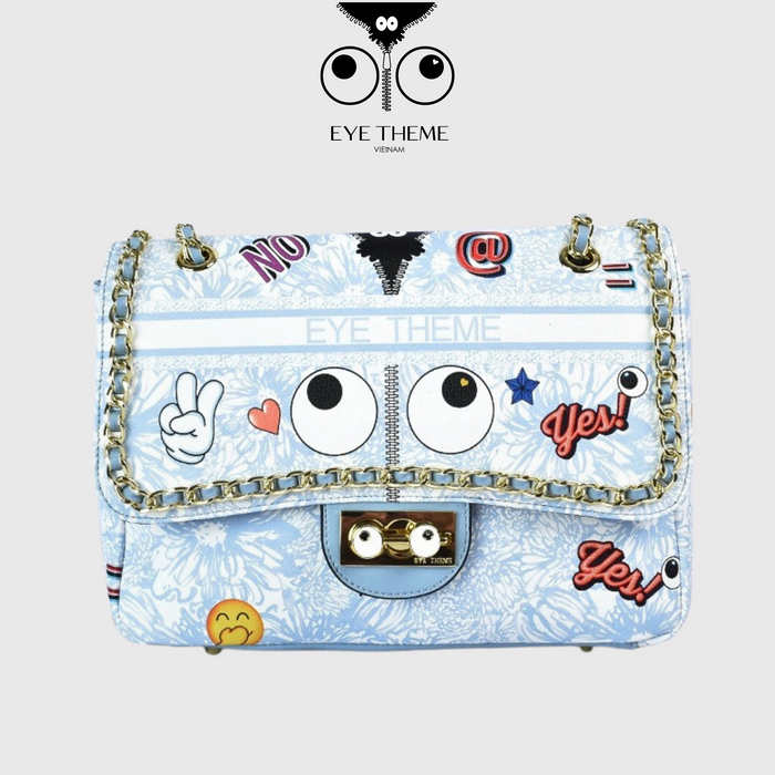 【 EYETHEME 】Paste green flap bag with eye logo Eyetheme 2111 - Running Chain Flap Shoulder Bag