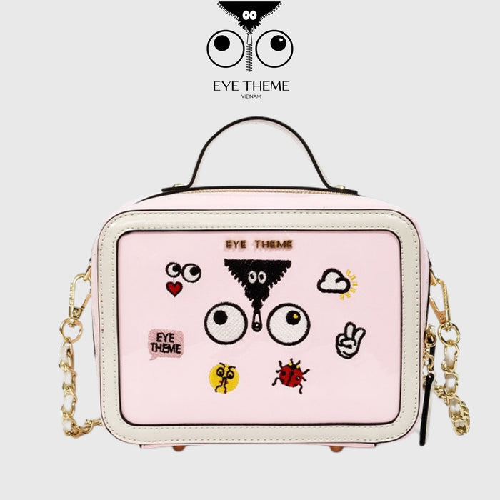 【 EYETHEME 】X【Barbie Collection】High-Quality Glossy Leather Box-Shaped Handbag 2589 - Small Vanity Handbag