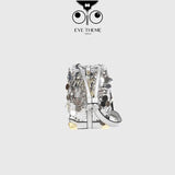 【 EYETHEME 】Silver Sequin Drawstring Crossbody Bucket Bag 2608 - Mini Bucket Bag
