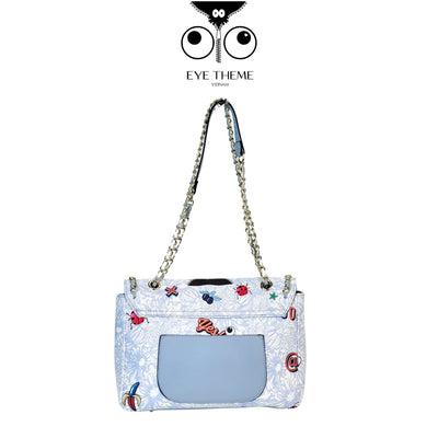 【 EYETHEME 】Paste green flap bag with eye logo Eyetheme 2111 - Running Chain Flap Shoulder Bag