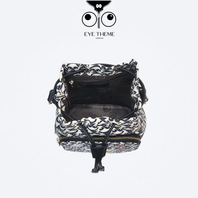 【 EYETHEME 】Limited-Edition Drawstring Bucket Bag with Cute Eye Pattern 2488 - EYE Canvas Bucket Handbag