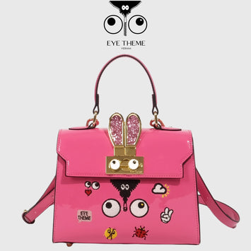 【 EYETHEME 】X【Barbie Collection】Kelly Handbag with Rabbit Ear Lock, High-Quality Glossy Leather 2588 - Kelly Handbag