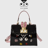 【 EYETHEME 】X【Barbie Collection】Kelly Handbag with Rabbit Ear Lock, High-Quality Glossy Leather 2588 - Kelly Handbag