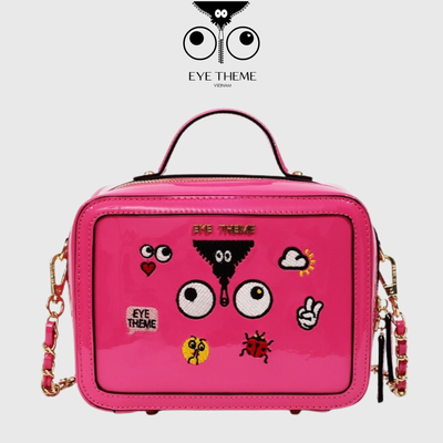【 EYETHEME 】X【Barbie Collection】High-Quality Glossy Leather Box-Shaped Handbag 2589 - Small Vanity Handbag