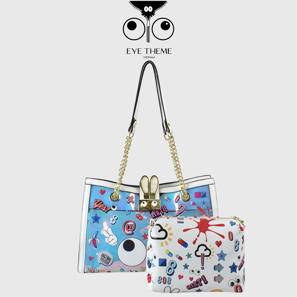 【 EYETHEME 】Handbag Size L Eye Pattern with Rabbit Lock 2442 - EYE Handbag Size Large