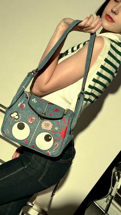 【 EYETHEME 】 Lindy 22 Shoulder Bag, Faux Jean Leather, Stylish 2271