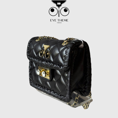 【 EYETHEME 】High-quality Soft Leather Bag with Embossed Logo EYE 2506 - Diamond-quilted Crossbody bag
