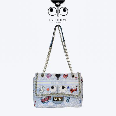 【 EYETHEME 】Paste green flap bag with eye logo Eyetheme 2111 - Running Chain Flap Shoulder Bag
