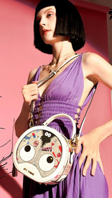 【 EYETHEME 】Cute Round Trunk Handbag with Glitter 1802 - Round EYE Handbag