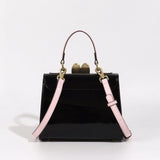 【 EYETHEME 】X【Barbie Collection】Kelly Handbag with Rabbit Ear Lock, High-Quality Glossy Leather 2588 - Kelly Handbag
