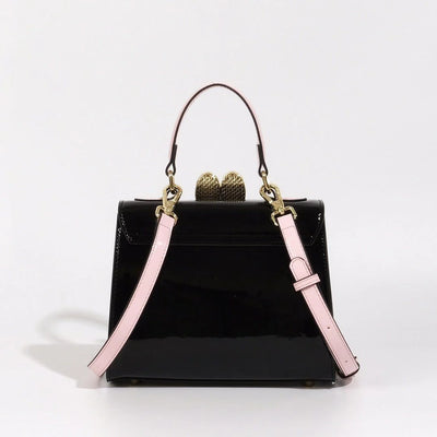 【 EYETHEME 】X【Barbie Collection】Kelly Handbag with Rabbit Ear Lock, High-Quality Glossy Leather 2588 - Kelly Handbag