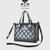 【 EYETHEME 】High-quality Soft Leather Bag with Embossed Logo EYE 2505 - Diamond-quilted Handbag