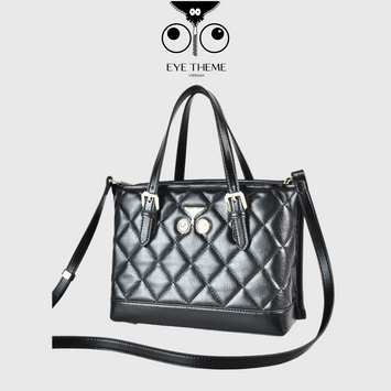 【 EYETHEME 】High-quality Soft Leather Bag with Embossed Logo EYE 2505 - Diamond-quilted Handbag