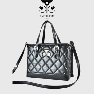 【 EYETHEME 】High-quality Soft Leather Bag with Embossed Logo EYE 2505 - Diamond-quilted Handbag
