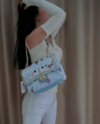 【 EYETHEME 】Paste green flap bag with eye logo Eyetheme 2111 - Running Chain Flap Shoulder Bag