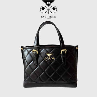 【 EYETHEME 】High-quality Soft Leather Bag with Embossed Logo EYE 2505 - Diamond-quilted Handbag