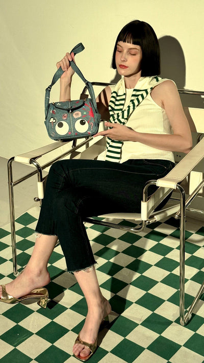 【 EYETHEME 】 Lindy 22 Shoulder Bag, Faux Jean Leather, Stylish 2271