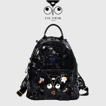 【 EYETHEME 】Large Zipped Glitter Backpack 2612