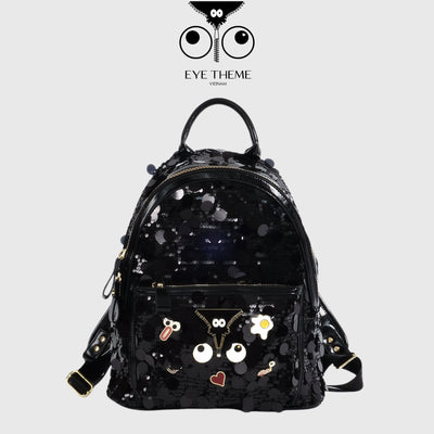 【 EYETHEME 】Large Zipped Glitter Backpack 2612