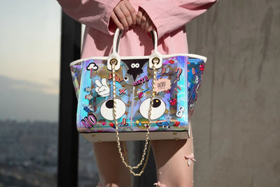 【 EYETHEME 】Hologram Logo Eye Pattern Tote Bag EY 2378 - Large Hologram Tote Bag