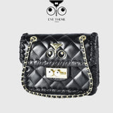 【 EYETHEME 】High-quality Soft Leather Bag with Embossed Logo EYE 2506 - Diamond-quilted Crossbody bag