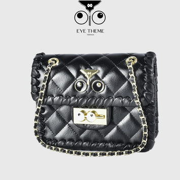 【 EYETHEME 】High-quality Soft Leather Bag with Embossed Logo EYE 2506 - Diamond-quilted Crossbody bag