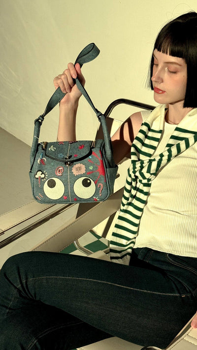 【 EYETHEME 】 Lindy 22 Shoulder Bag, Faux Jean Leather, Stylish 2271