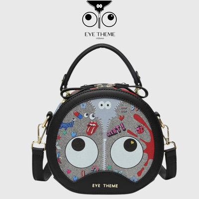 【 EYETHEME 】Cute Round Trunk Handbag with Glitter 1802 - Round EYE Handbag