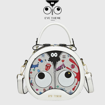 【 EYETHEME 】Cute Round Trunk Handbag with Glitter 1802 - Round EYE Handbag