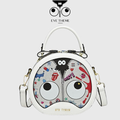 【 EYETHEME 】Cute Round Trunk Handbag with Glitter 1802 - Round EYE Handbag