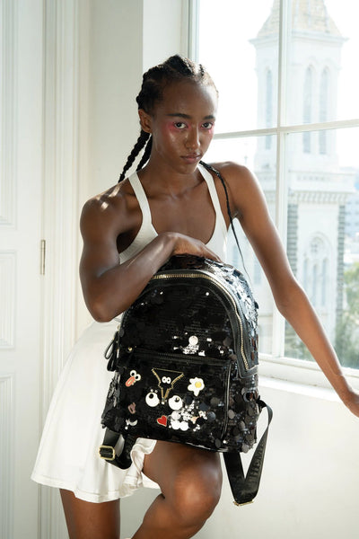 【 EYETHEME 】Large Zipped Glitter Backpack 2612