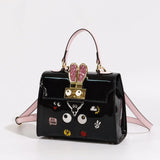 【 EYETHEME 】X【Barbie Collection】Kelly Handbag with Rabbit Ear Lock, High-Quality Glossy Leather 2588 - Kelly Handbag