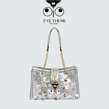 【 EYETHEME 】Size L Handbag with Bling Bling Sequin Pattern 2610 - EYE Handbag Size Large