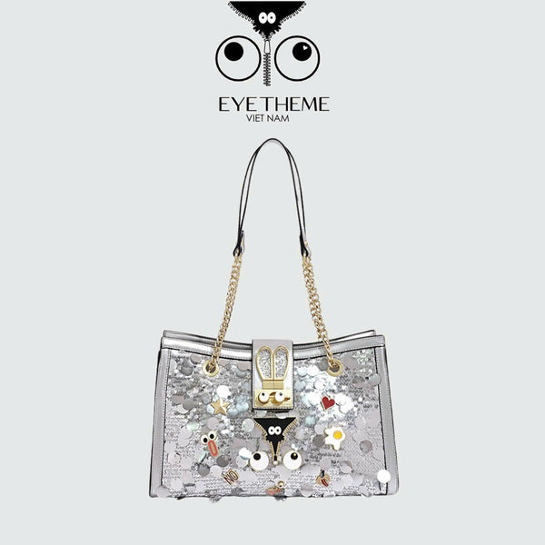 【 EYETHEME 】Size L Handbag with Bling Bling Sequin Pattern 2610 - EYE Handbag Size Large