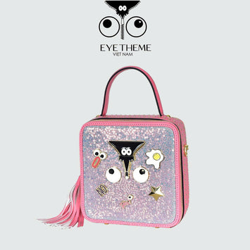 【 EYETHEME 】Pink Sequin Box Bag 2600 - Pink Sequin Box Bag