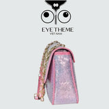 【 EYETHEME 】Pink Sequin Flap Bag Eye Logo 2602 - Eye Logo Sequin Flap Bag