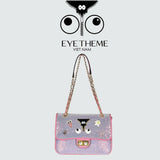 【 EYETHEME 】Pink Sequin Flap Bag Eye Logo 2602 - Eye Logo Sequin Flap Bag