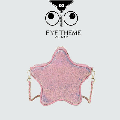 【 EYETHEME 】Small Star Crossbody Bag with Pink Sequin Eye Pattern 2622 - Small Star Crossbody Bag