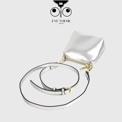 【 EYETHEME 】Silver Sequin Drawstring Crossbody Bucket Bag 2608 - Mini Bucket Bag