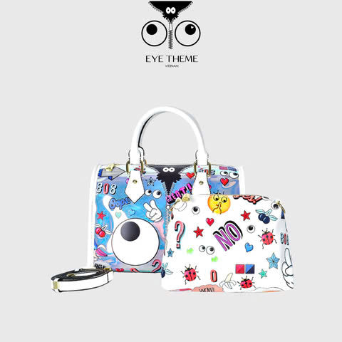 【 EYETHEME 】Hologram Duffle Bag with Eye Pattern EY 1810 - Duffle Hologram Bag