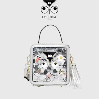 【 EYETHEME 】Bling Bling Sequin Pattern Box-Shaped Handbag 2669 - Small Vanity Handbag